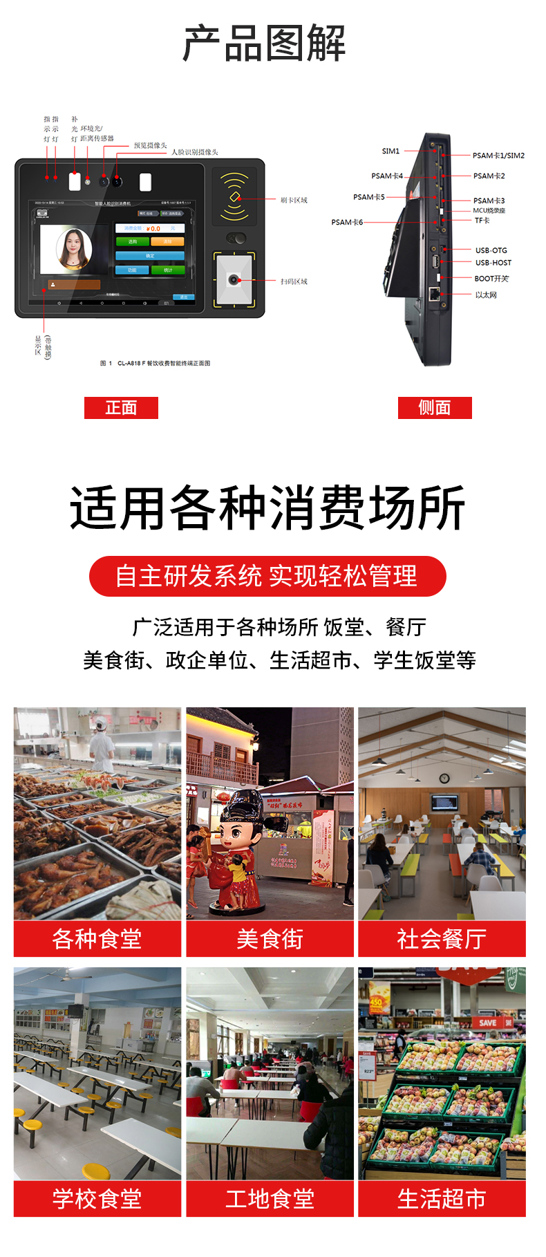 食堂飯堂刷臉掃碼收費刷卡機 食堂飯堂刷臉掃碼收費刷卡機